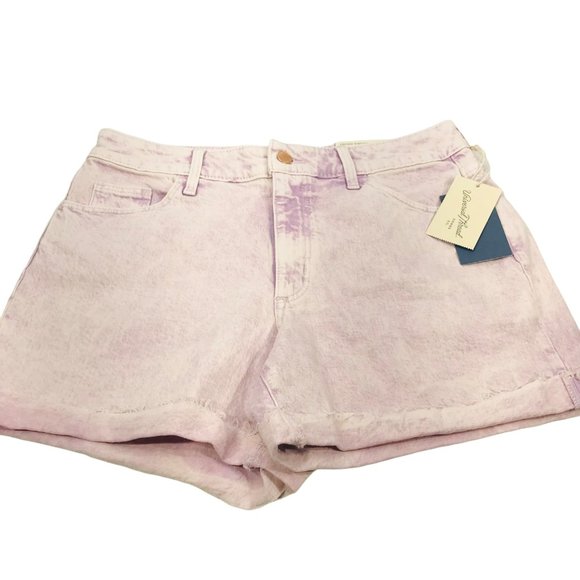 Universal Thread Women's Size 8 High Rise Midi Short Acid Wash Purple New - Picture 1 of 16